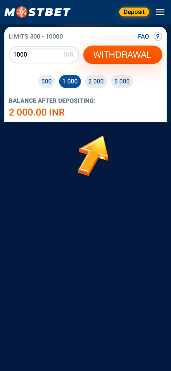 Fill in required transaction details on Mostbet.