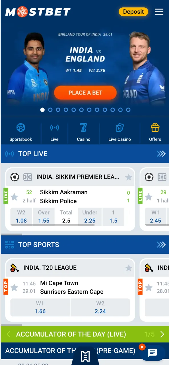 Begin using Mostbet services after registration.