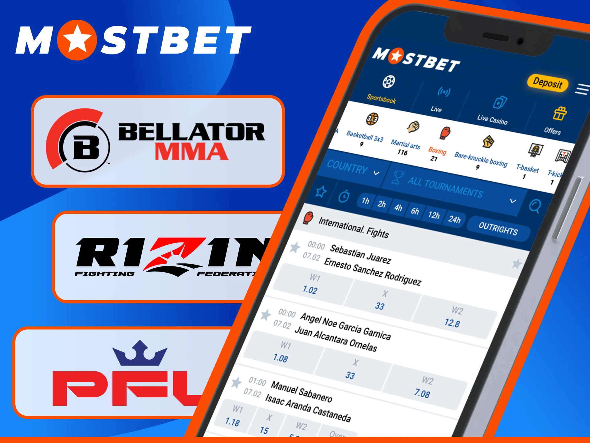 Watch MMA Sports and place winning bets at the Mostbet site.