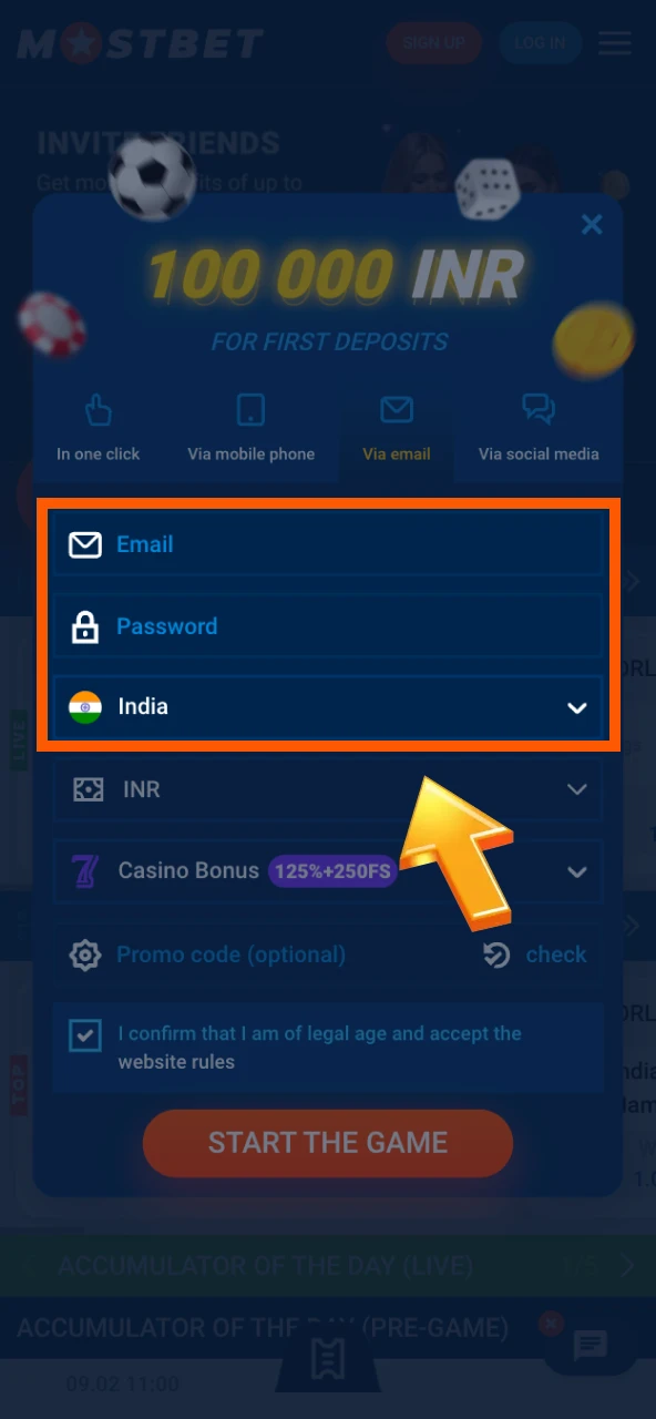 Enter Personal Details carefully to finish the Mostbet Registration process correctly.